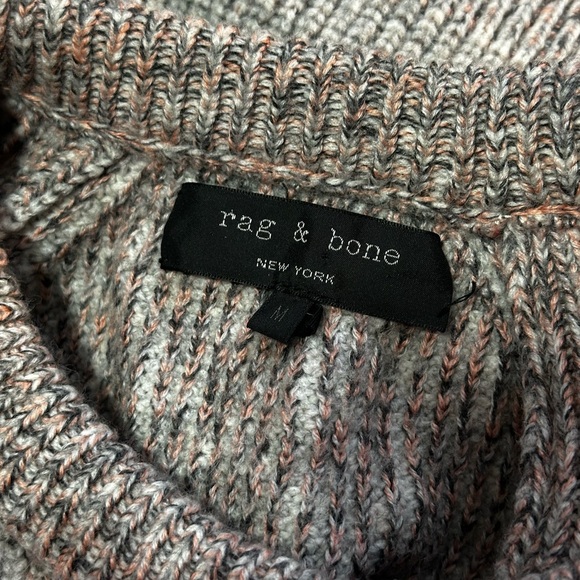 RAG and BONE Women's Gray Pink Mix Crew Sweater - Picture 6 of 8
